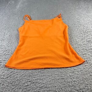 Sweet Wanderer Orange Crepe Square Neck Camisole Tank Top Small
